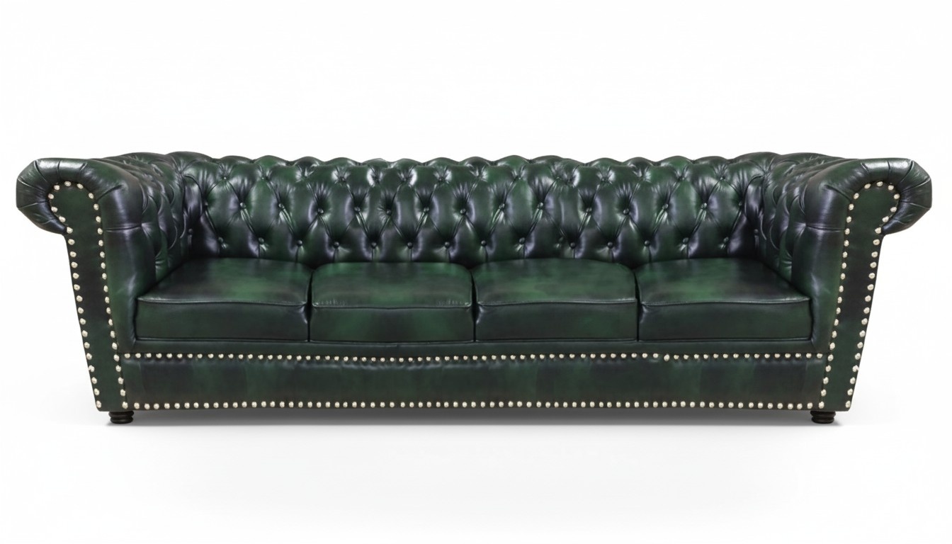 Luxury four seater sofa couch leather chesterfield living room upholstered furniture