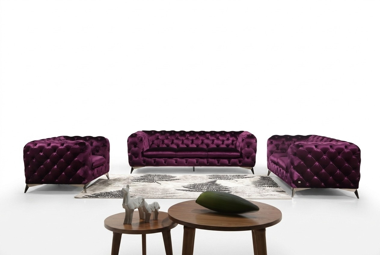 Luxury High Quality Sofa Couch Upholstery Seat 3+2 Set Chesterfield Sets