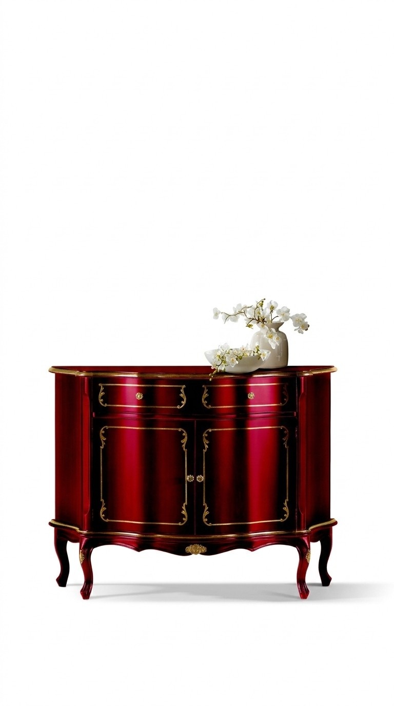 Luxury Italian Wood Furniture Dresser Red Buffet Cabinet Living Room Furniture New