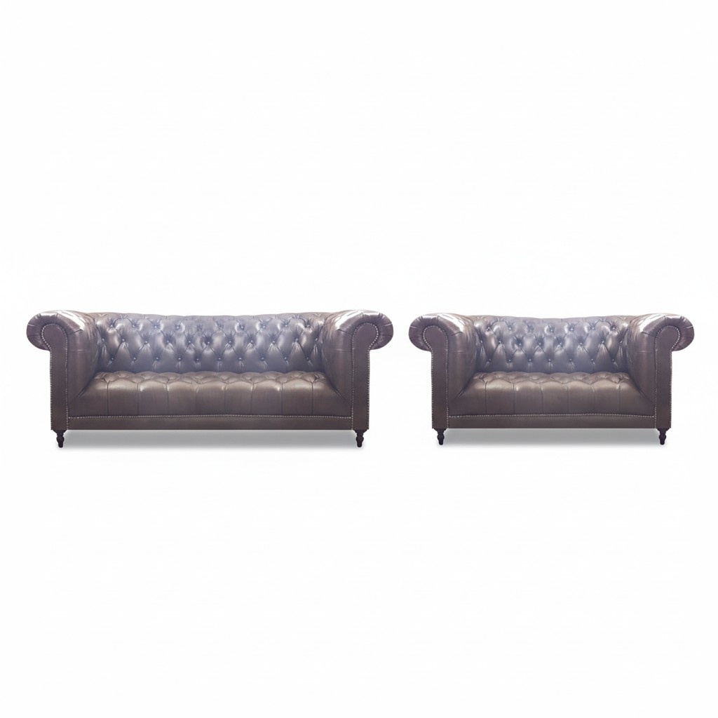 Luxury Leather 2x Sofas Complete Living Room Furnishings Upholstered Furniture Furnishings