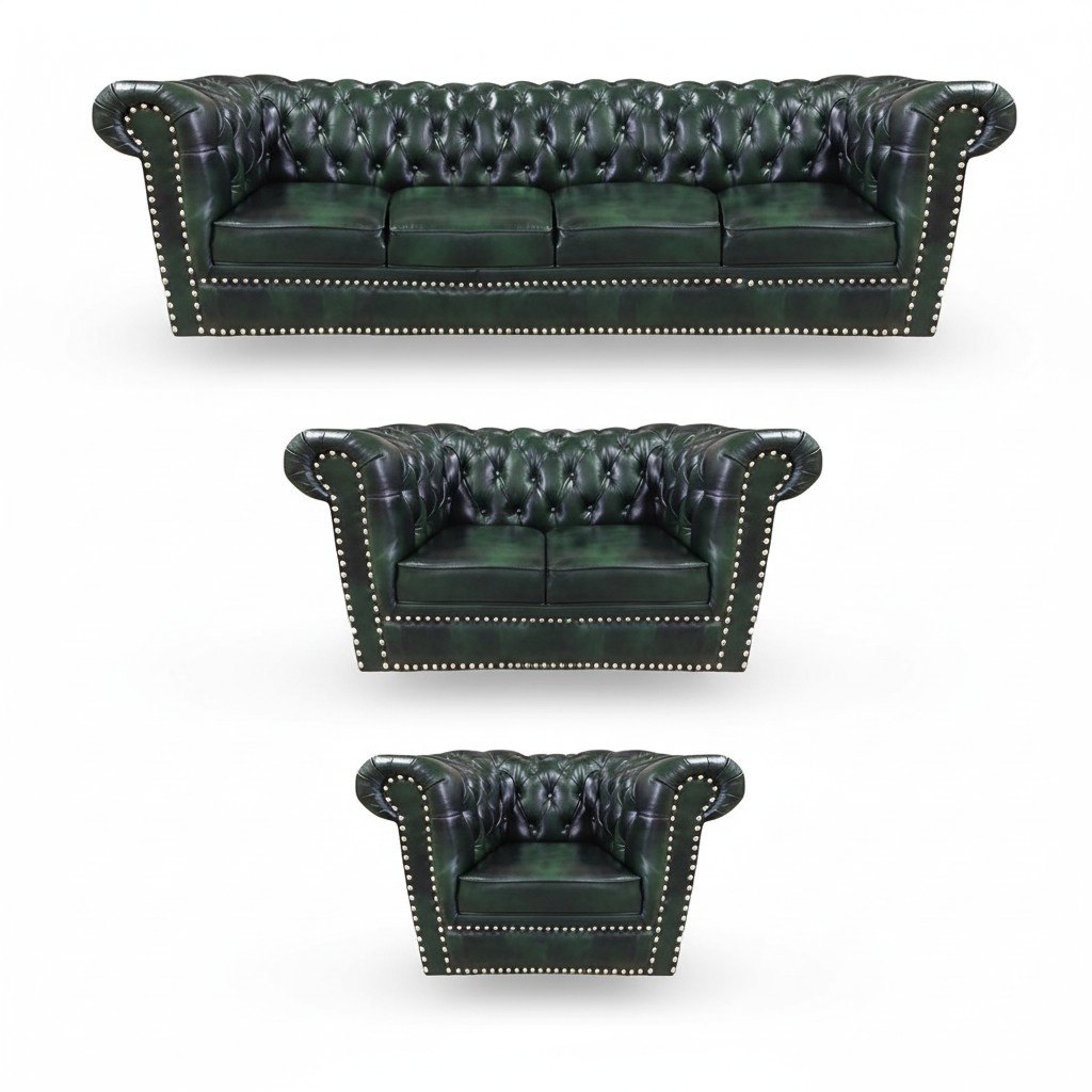 Luxury leather sofa complete sofa set 3-piece Chesterfield living room armchair 4+2+1