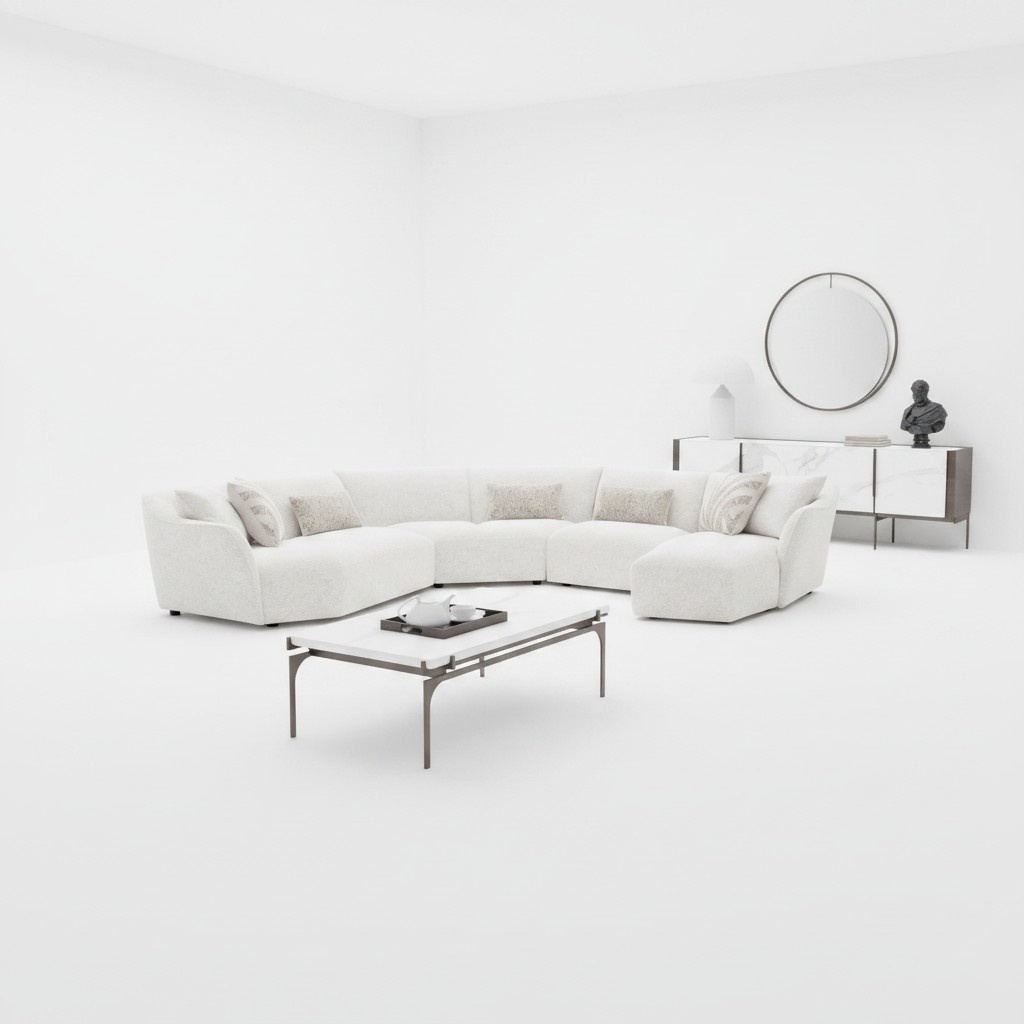 Luxury living room corner sofa U-shape set suite coffee table furniture