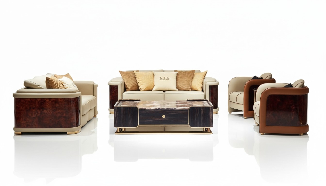 Luxury living room set 5pcs set leather sofa couch upholstery sofa sets new