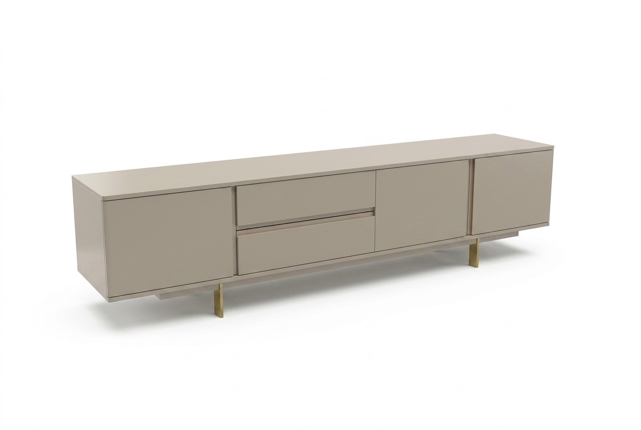 Luxury wall unit tv stand rtv lowboard wooden living room beige furniture