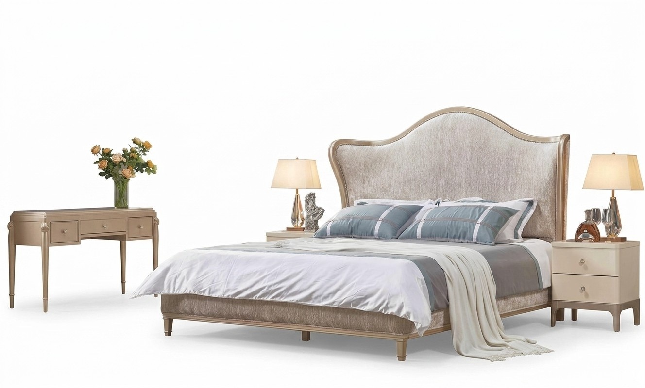 Luxury Modern Bed 2x Bedside Tables Beds Wood Bedstead Bedroom