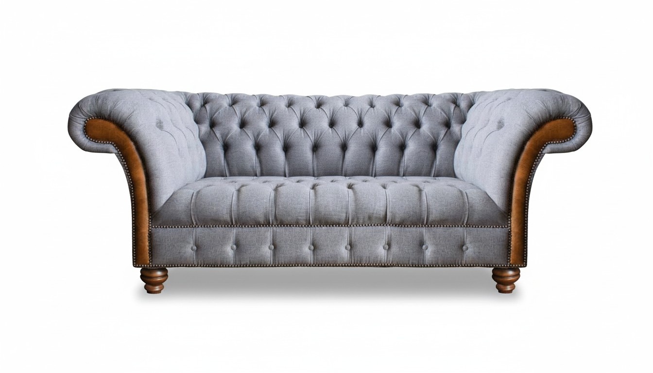 Luxury modern three-seater sofa couch living room Chesterfield textile furniture