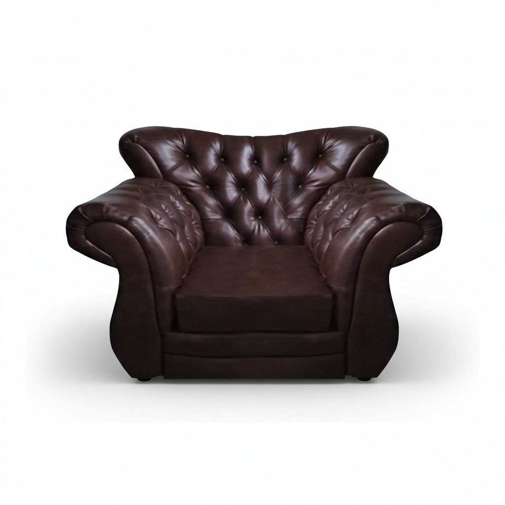 Luxury new armchair living room leather seating furniture Chesterfield furnishings