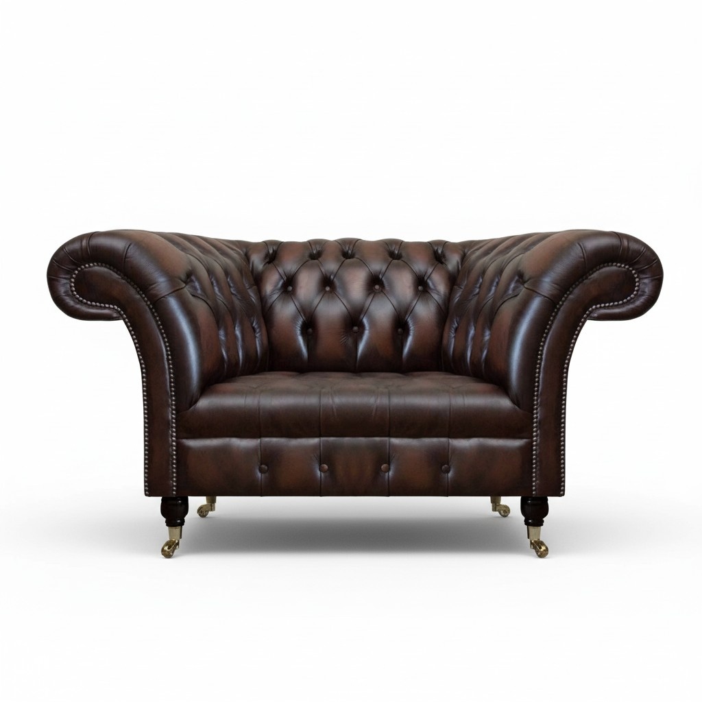 Luxury new seat living room brown armchair furnishings upholstered furniture Chesterfield
