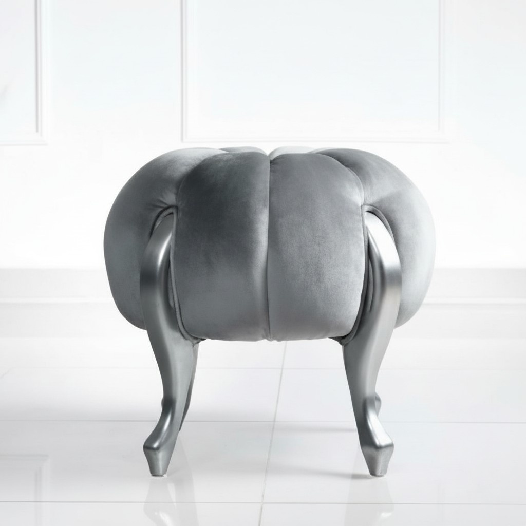 Luxury stool footstool polyester living room seat fabric gray bench