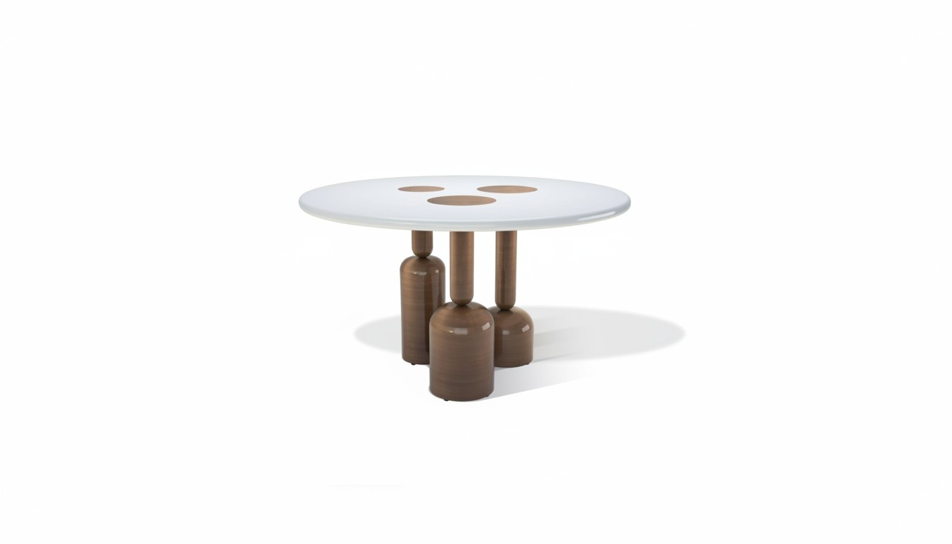 Luxury round dining room table designer furniture style glass top stainless steel