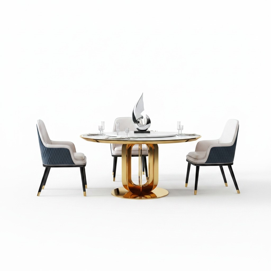 Luxury Round Table Round Design Tables Stainless Steel Furniture Dining Room Tables New