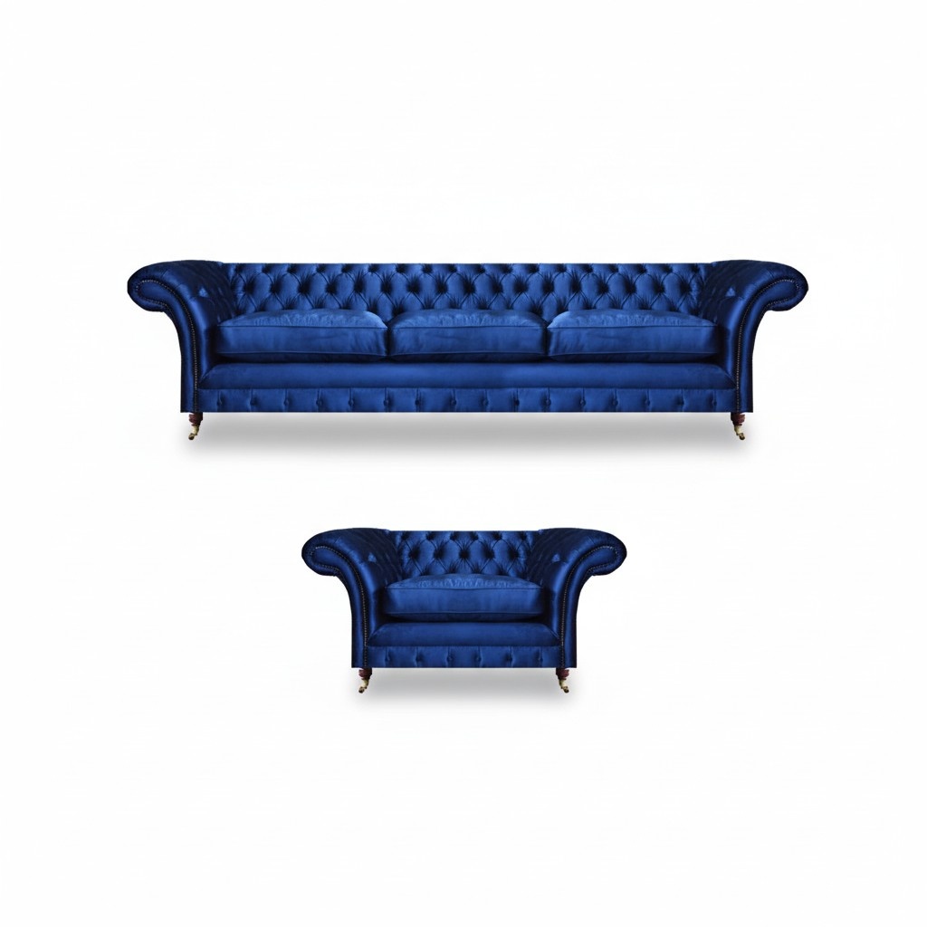 Luxury seating furniture sofa set 2-piece sofa three-seater couch with armchair Chesterfield new