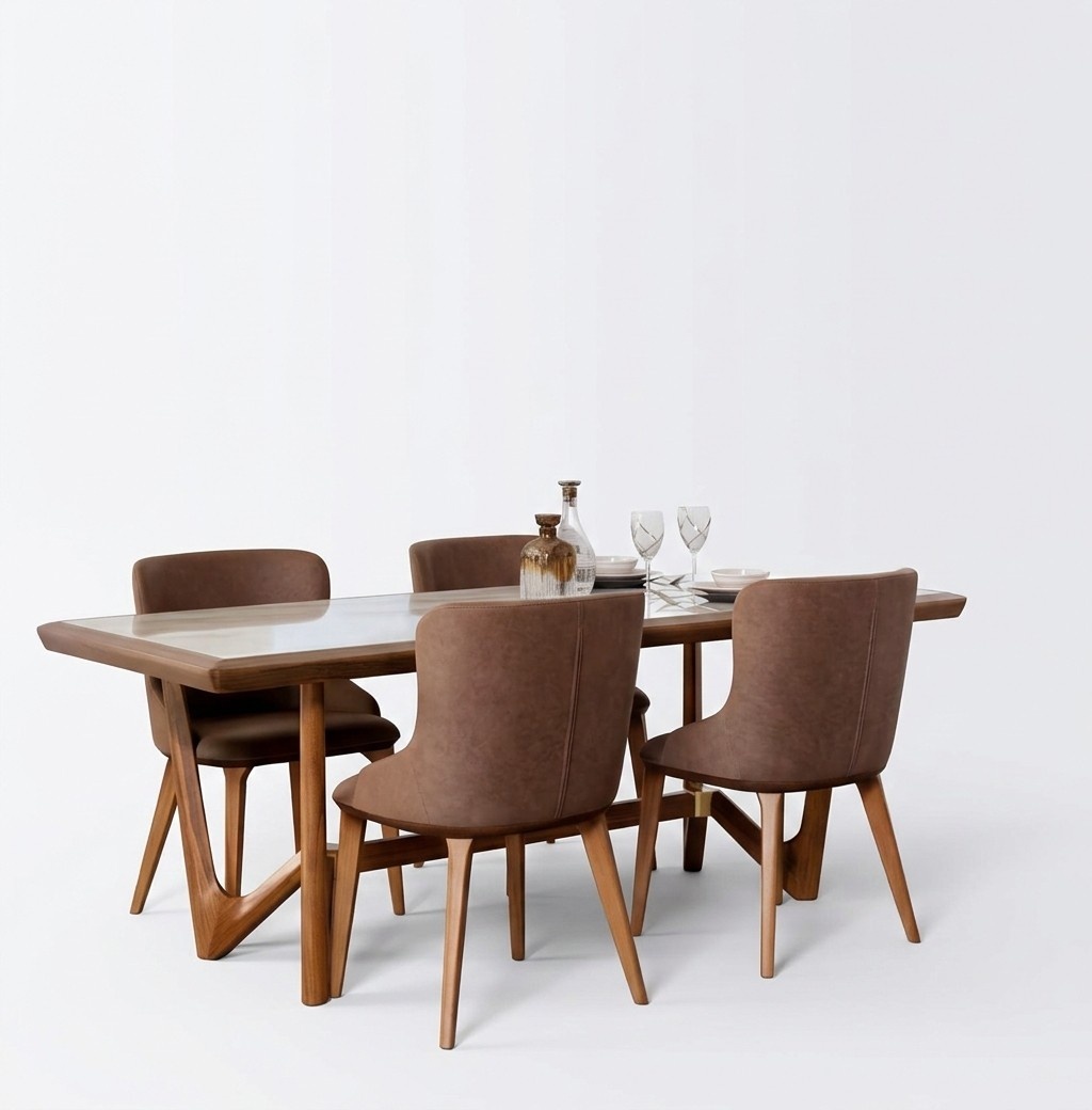 Luxury set dining table chair table chairs wood design 5 pieces new