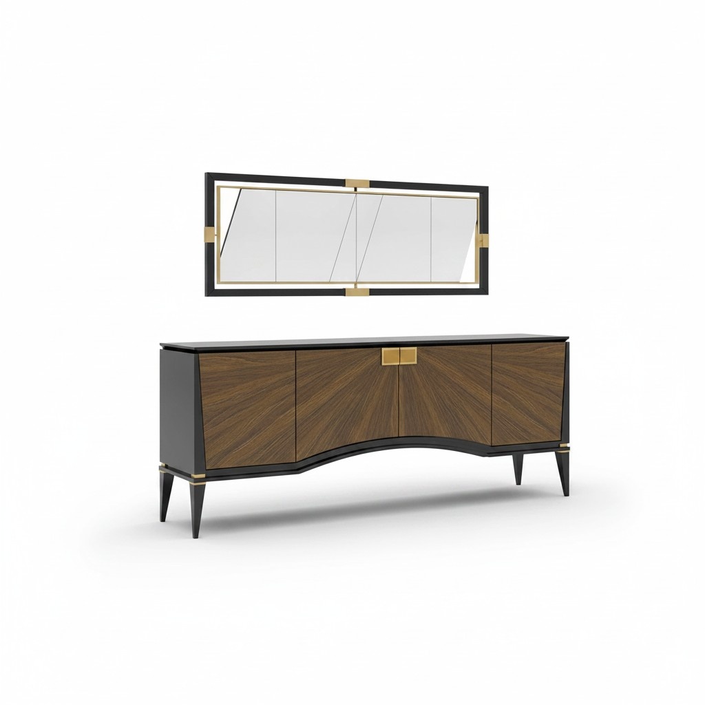 Luxury Set Dining Room Sideboard with Mirror Design Modern Furniture New