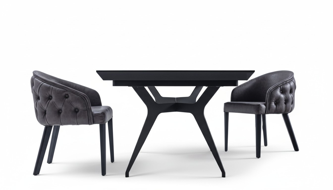 Luxury Set Dining Table 6x Chairs Designer Leather Seating Modern Dining Room