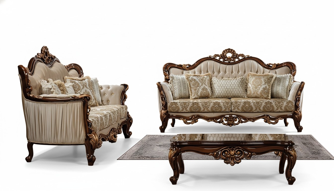 Luxury Sofa Set 3+3 Seater Coffee Table Sofa Sofas Set Baroque