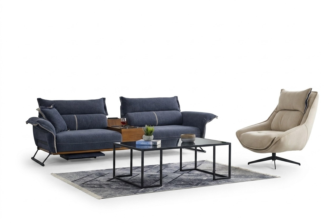 Luxury set sofa set 4 + 1 seater sofa sofas armchair fabric 2 pieces. sets