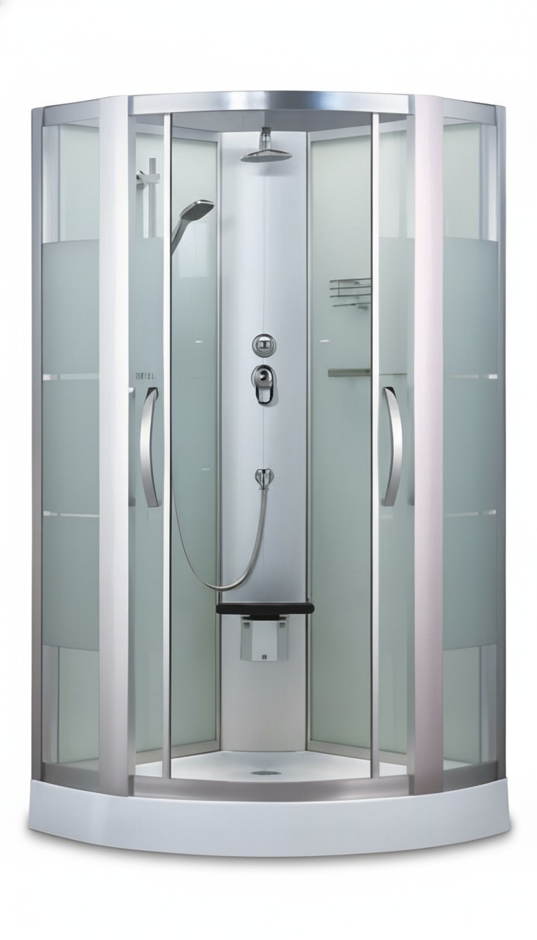 Luxury shower cabin, wellness shower, comfort shower, glass cabin 100x100 cm.