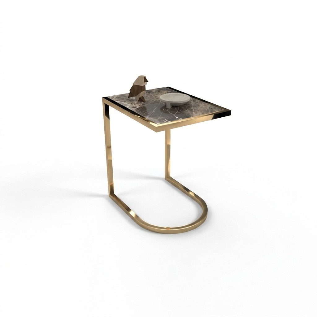 Luxury side table designer living room table stainless steel with glass top