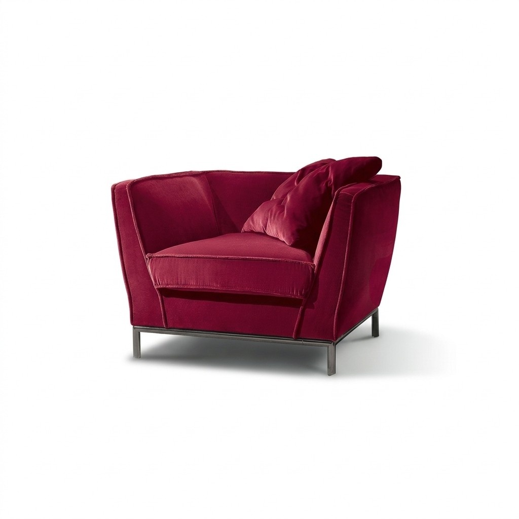 Luxury Single Seater Armchair Red Upholstery Relax Design Italian Furniture Prianera New