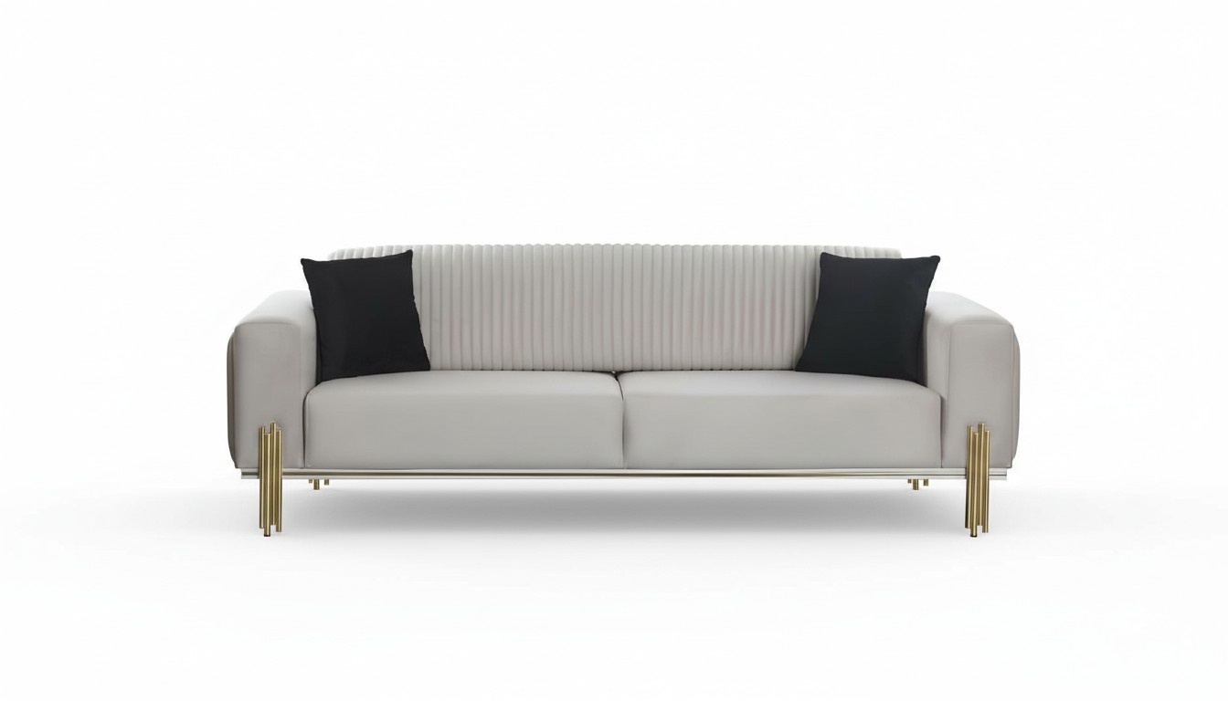 Luxury Sofa 3 Seater Couches Sofas Upholstered Couch Fabric Modern White Three Seater