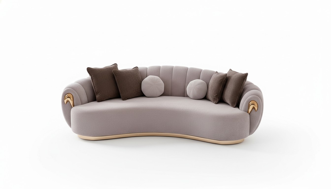 Luxury Sofa Big Couch Round Couches xxl Sofas Seating Fabric 263cm Grey