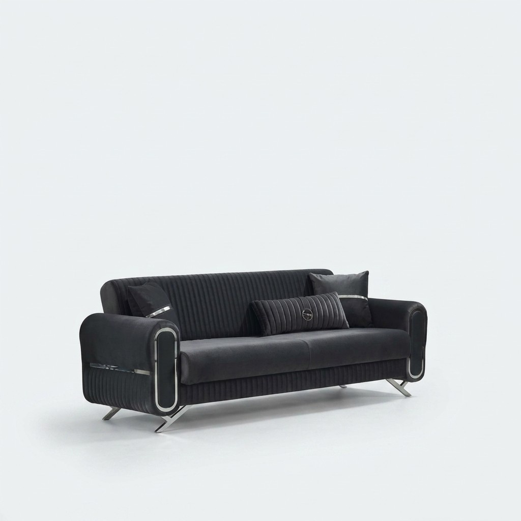 Luxury Sofa Couch Three-seater 3-Seater Sofas Upholstered Design Lounge Gray Furniture