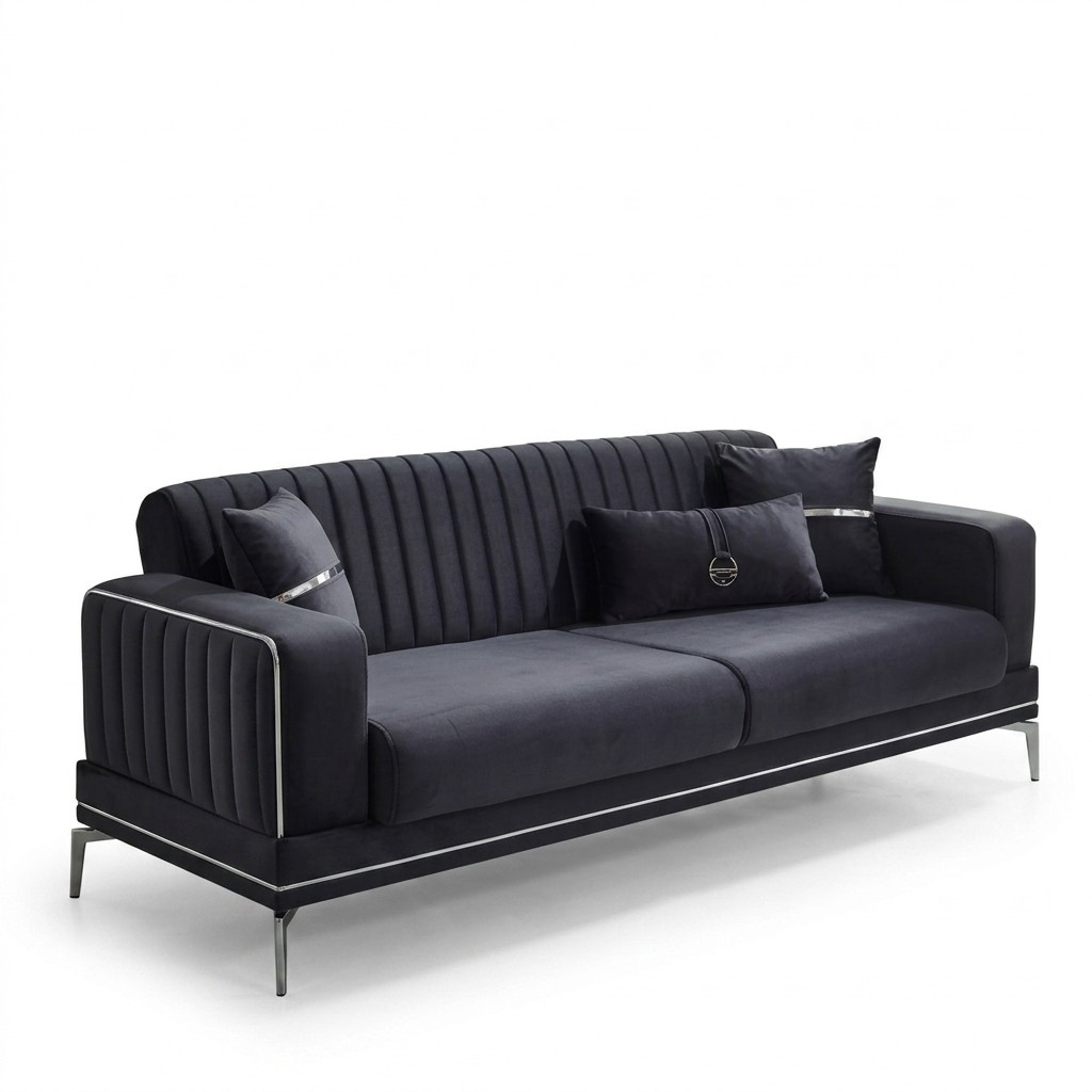 Luxury Sofa Couch Three-Seater 3-Seater Couches Design Lounge Gray Furniture Upholstered
