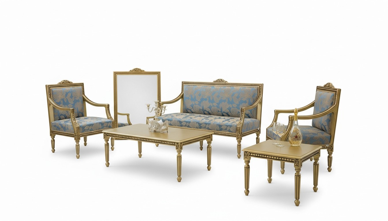 Sofa set 2+1+1 seater coffee table side table sofa armchair set 5pcs.