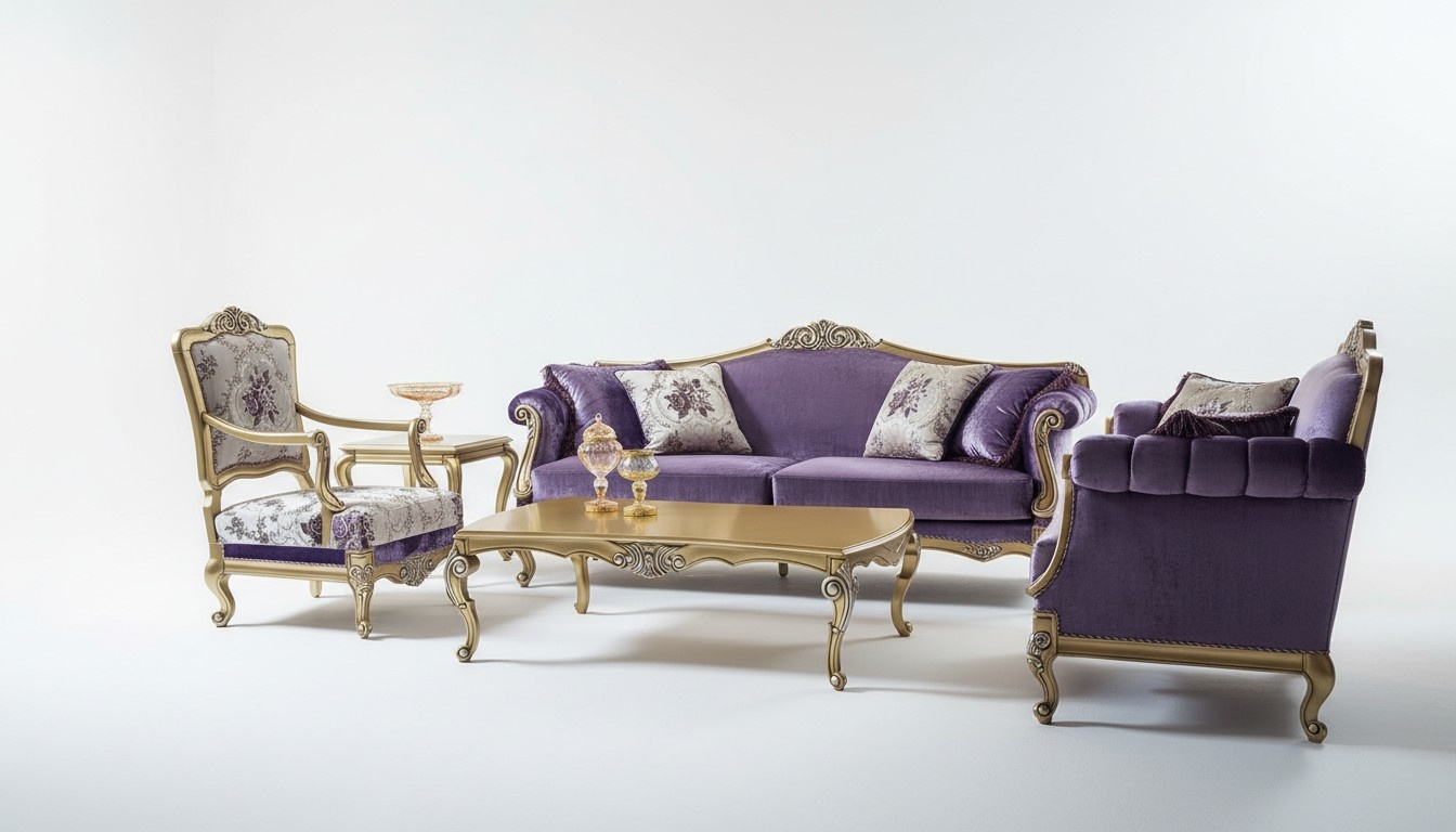 Luxury Sofa Set 3+2+1Seater Coffee Table Sofas Armchairs Fabric Couch 4pcs.