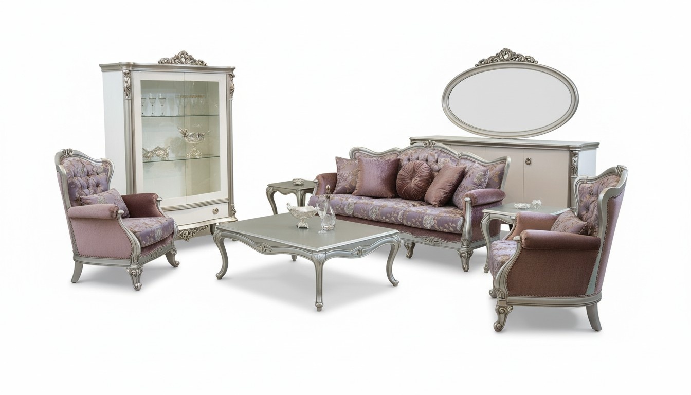 Sofa Set 3+2+1 Seater Coffee Table Side Table Armchair Set 6pcs Baroque