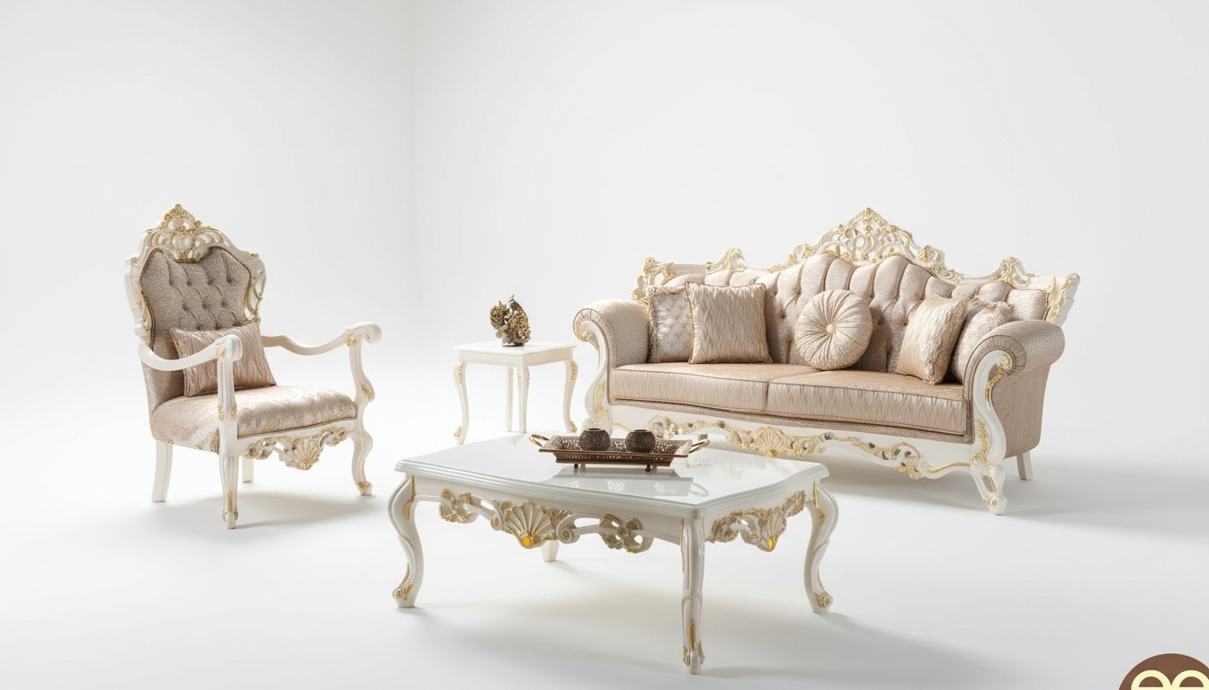 Luxury sofa set upholstered sofa Chesterfield fabric sofa beige