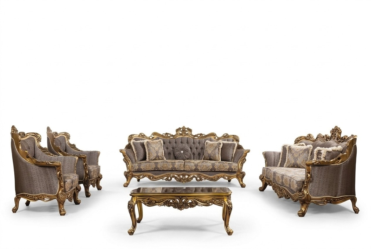 Luxury Sofa Set Classic Couch Sofa Upholstery Furniture Set Complete 5pcs