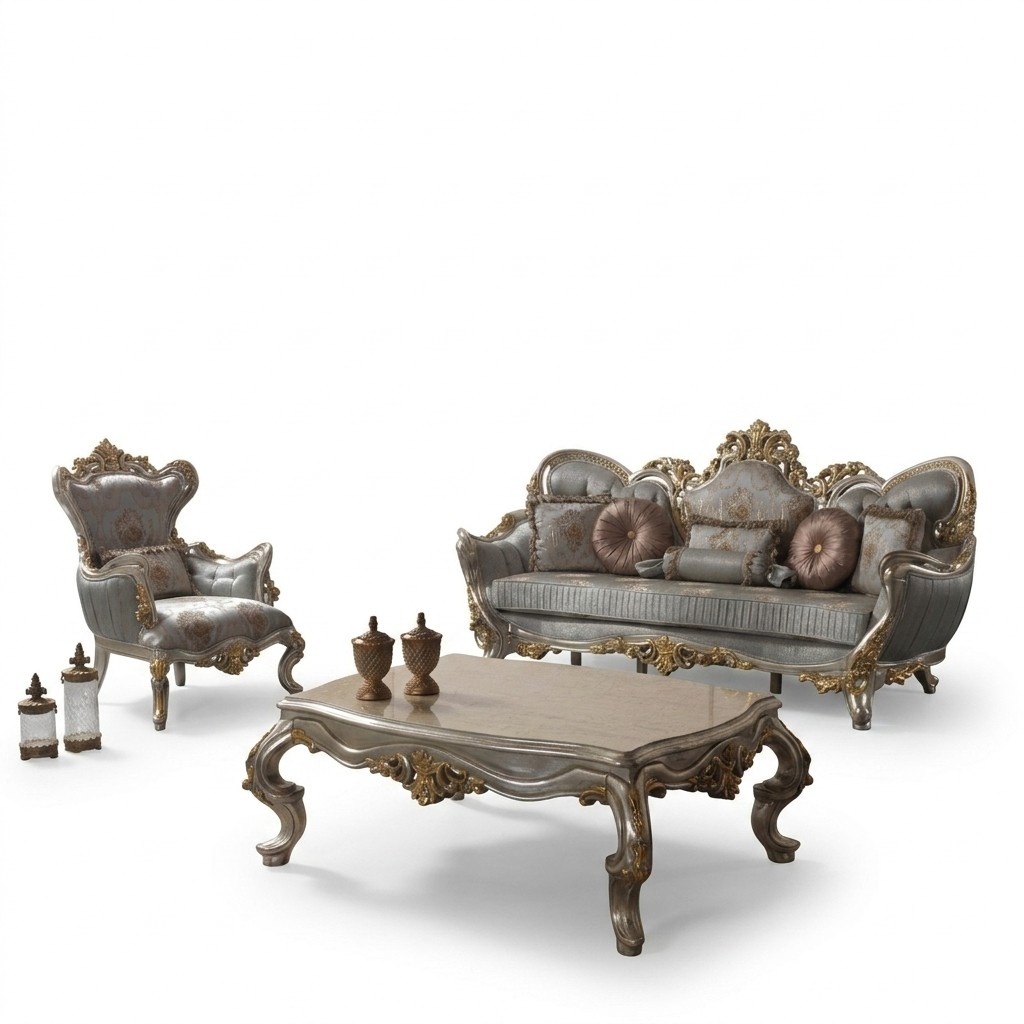 Luxury sofa set Complete sofa set Grey upholstered sofa Fabric sofa