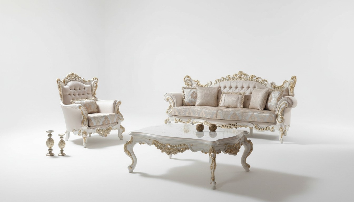 Luxury sofa set Complete sofa set Beige upholstered sofa Fabric sofa