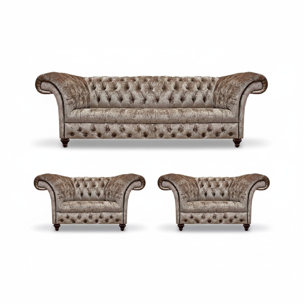 Luxury sofa set design furniture 3-piece Chesterfield furniture couch set