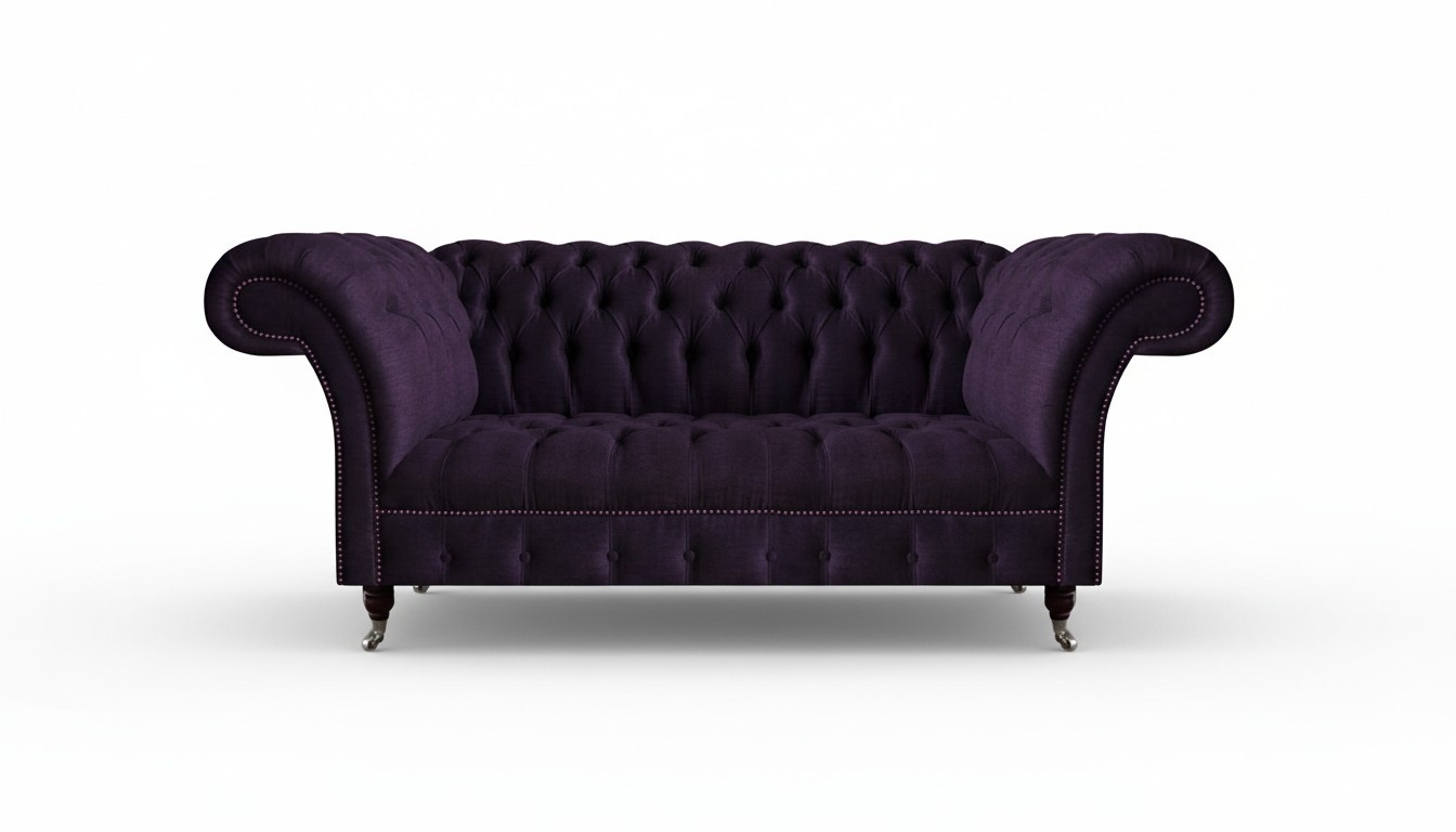 Luxury Sofa Three-Seater Purple Upholstered Furniture Living Room Couch Chesterfield New