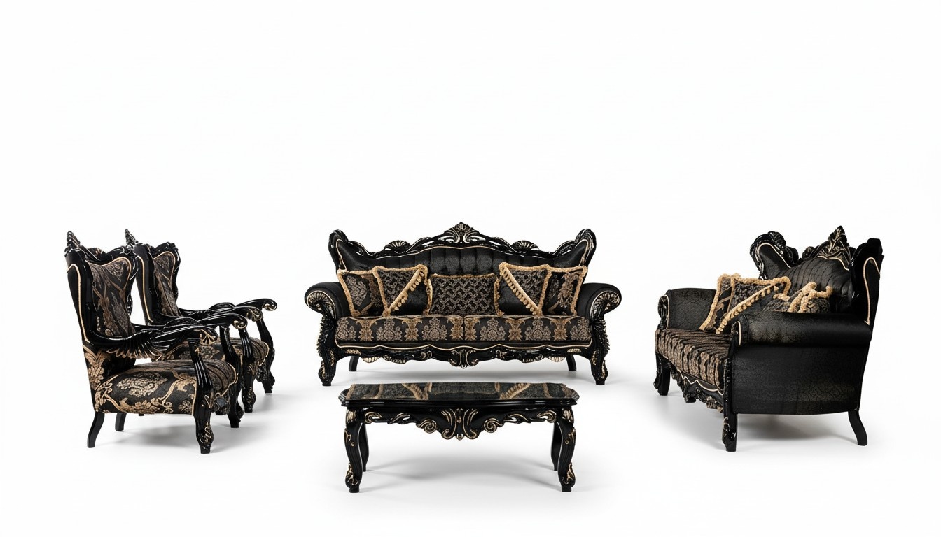 Luxury Set 5pcs Sofa Set 3+3+1+1 Seater Coffee Table Sofa Armchair Sofas