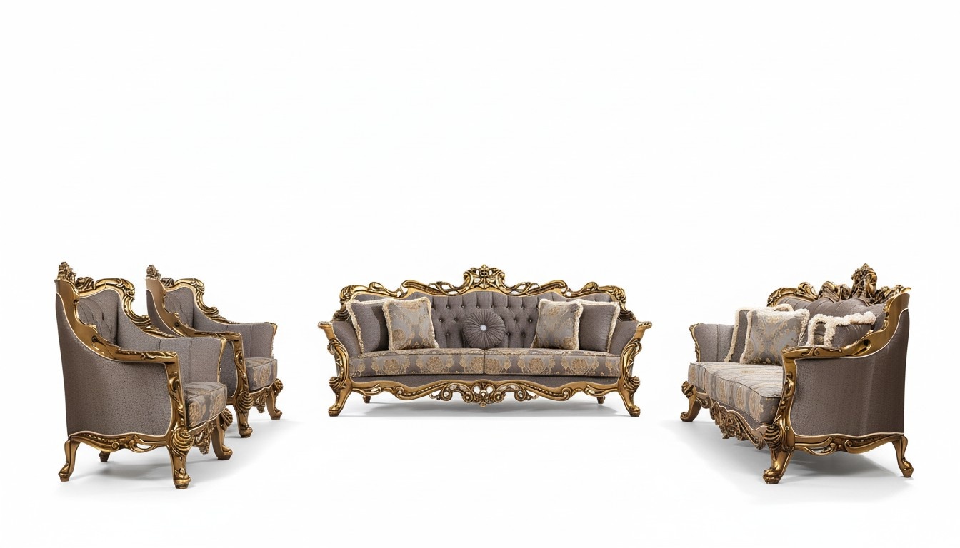 Luxury Set 5pcs Sofa Set 3+3+1+1 Seater Coffee Table Sofa Sofas Armchairs