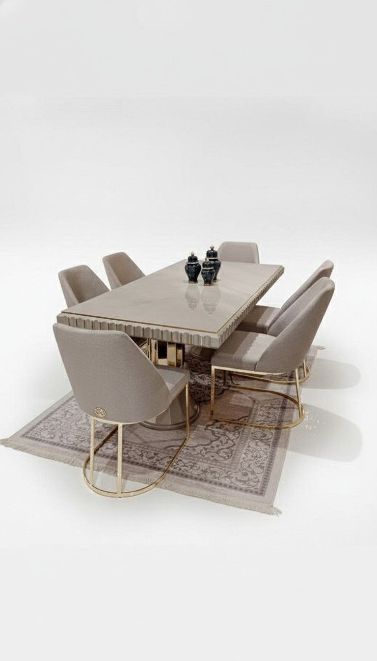 Luxury Table White Stainless Steel Italian Design