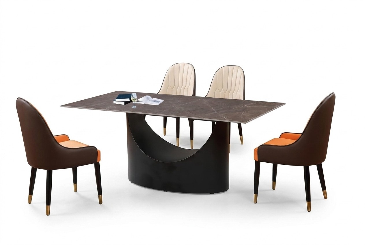 Luxury table dining table columns foot marble look dining room furniture living room stone.