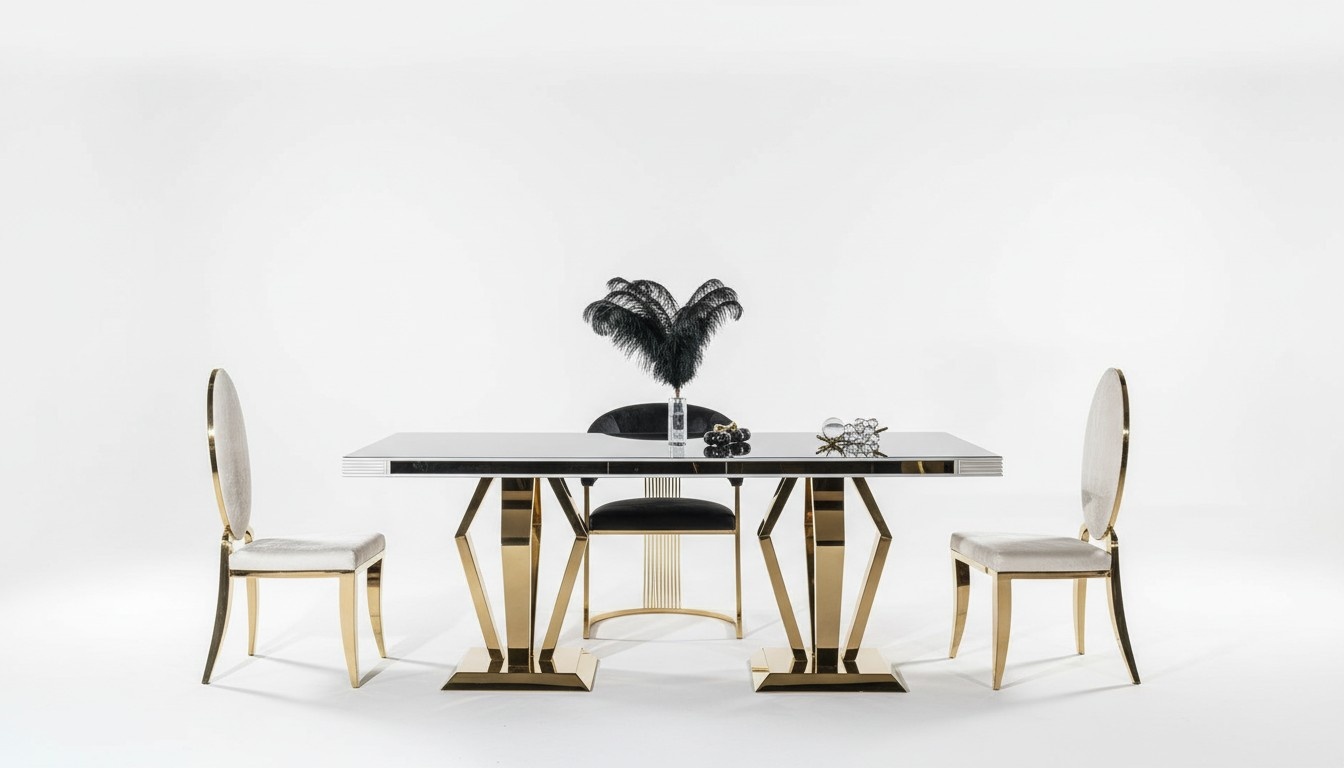 Luxury Tables Dining Room Table Dining Room Modern Stainless Steel On StockWhite