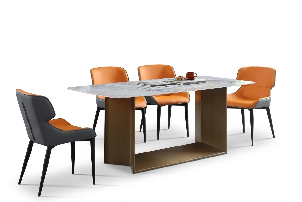 Luxury Tables Dining Table Stainless Steel Furniture Column Table Marble Style Dining Tables Metal