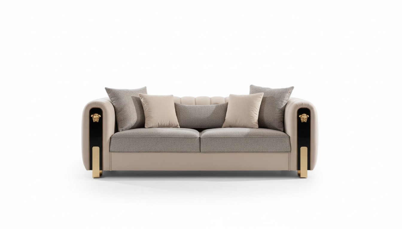 Luxury Beige Three-Seater Sofa 3-Seater Sofas Seating Design Classic Furniture Couches