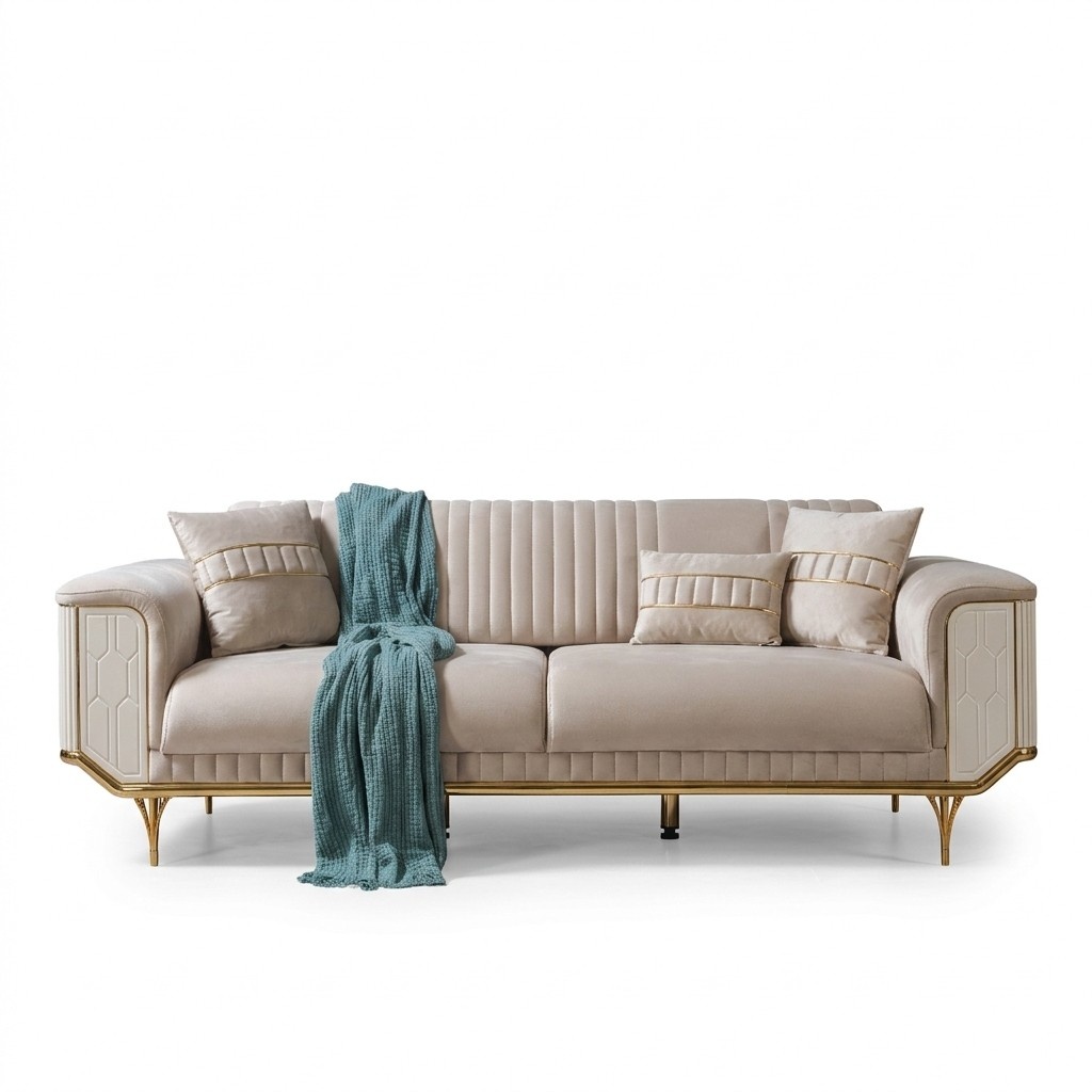 Luxury three seater sofa couch modern couches textile fabric sofas 234cm