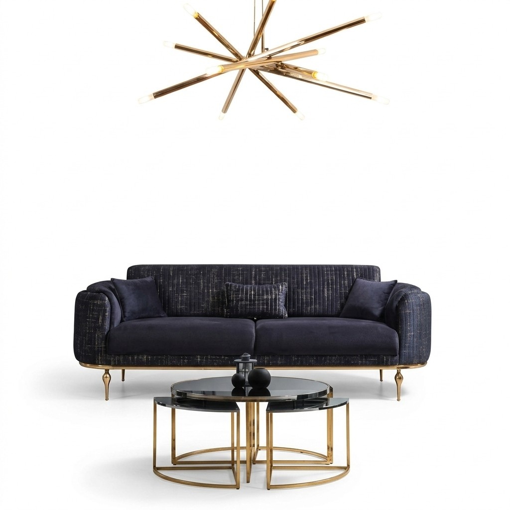 Luxury three seater sofa couch modern couches textile sofas fabric 234cm