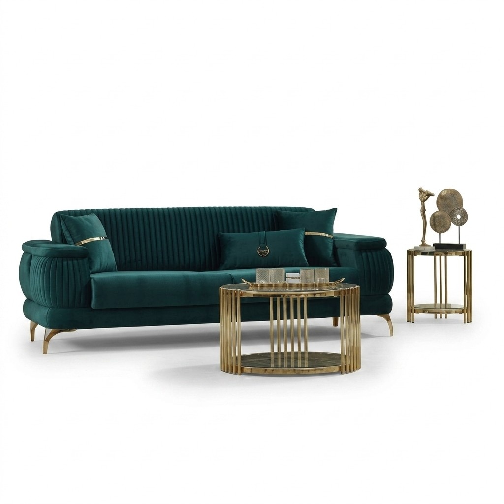 Luxury three-seater sofa fabric sofa upholstered sofa green couch 3-seater couches