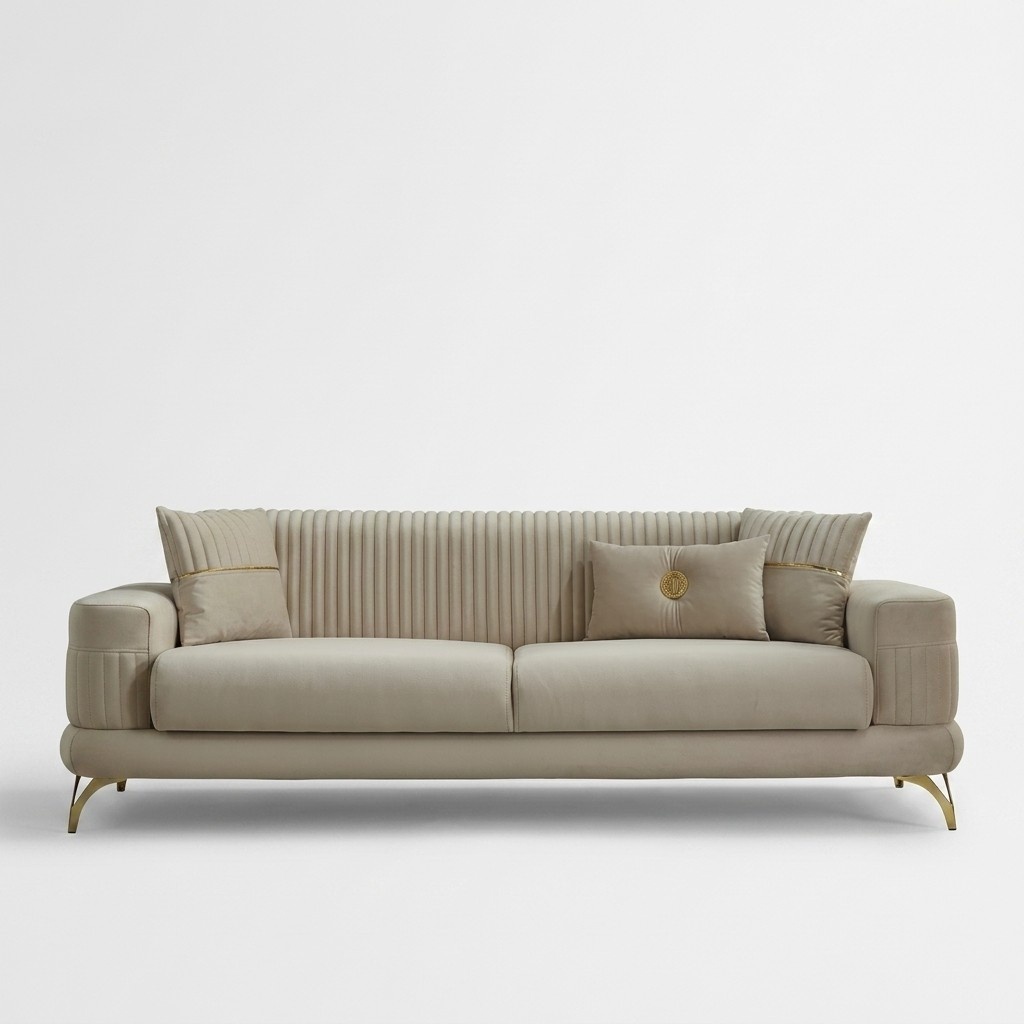 Luxury three-seater upholstered sofa fabric sofa couch sofa 3 seater beige couches