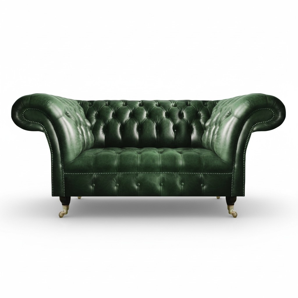 Luxury Two Seater Sofa Couch Green Leather Sofa Living Room Luxury Design Chesterfield