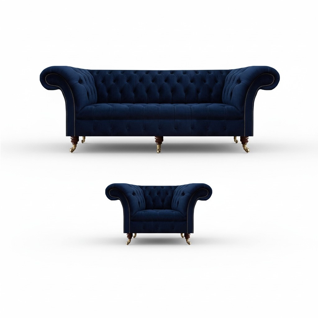 Luxury upholstered furniture living room three seater sofa couch armchair textile furnishings